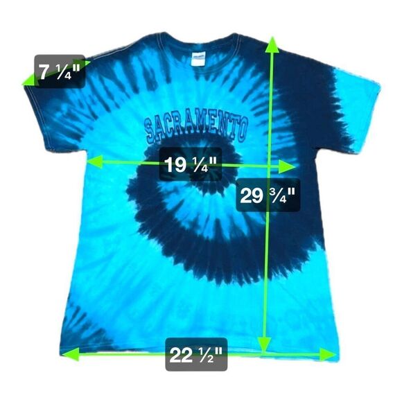 Sacramento Tie-Dye T-Shirt By Gildan Size XL Blue & Black Cotton Vintage Swirl - Picture 4 of 5
